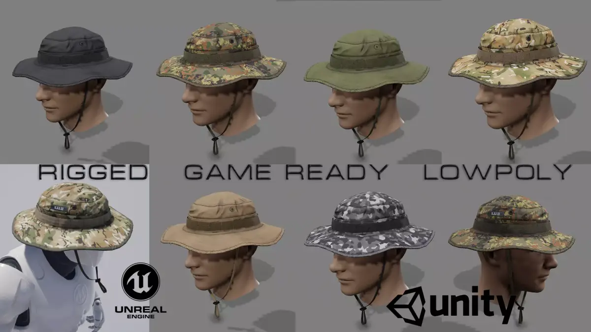 Boonie hat Low-poly 3D model