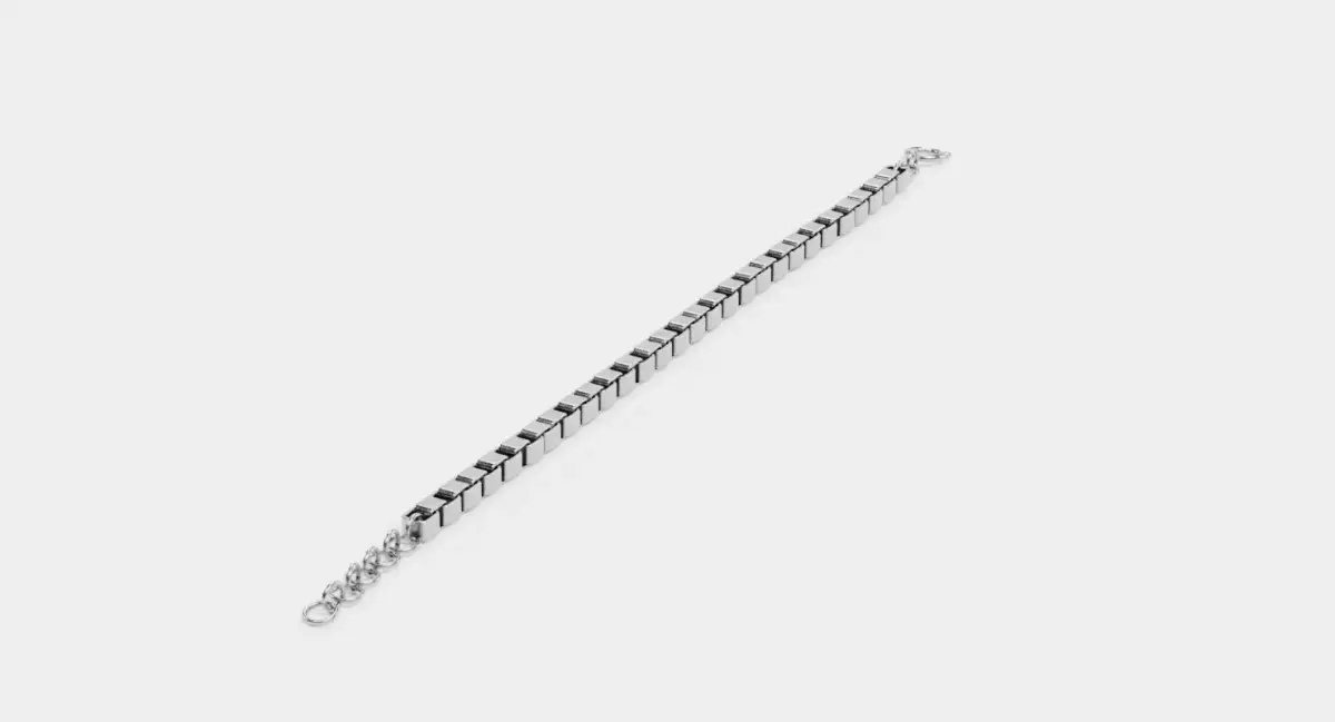 Link Chain V7 - Silver Box Style Bracelet 3D model