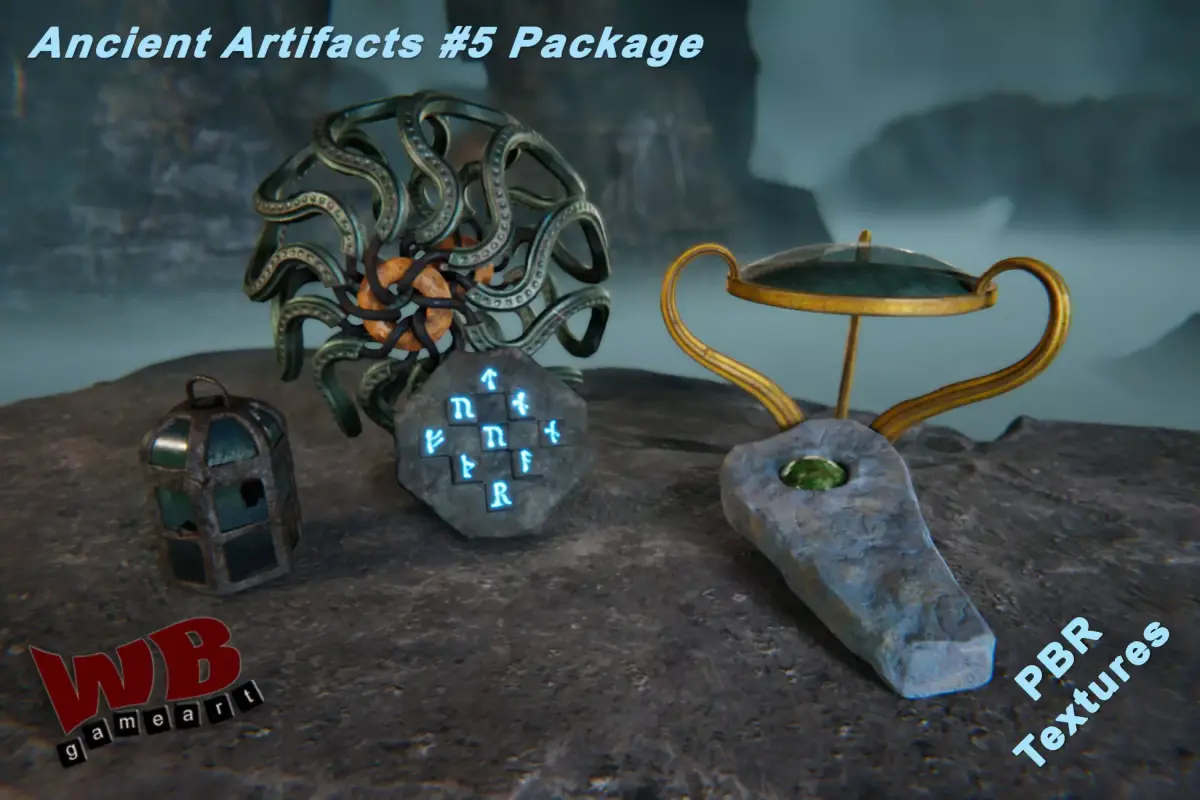 Ancient Artifacts 5 Package Low-poly 3D model