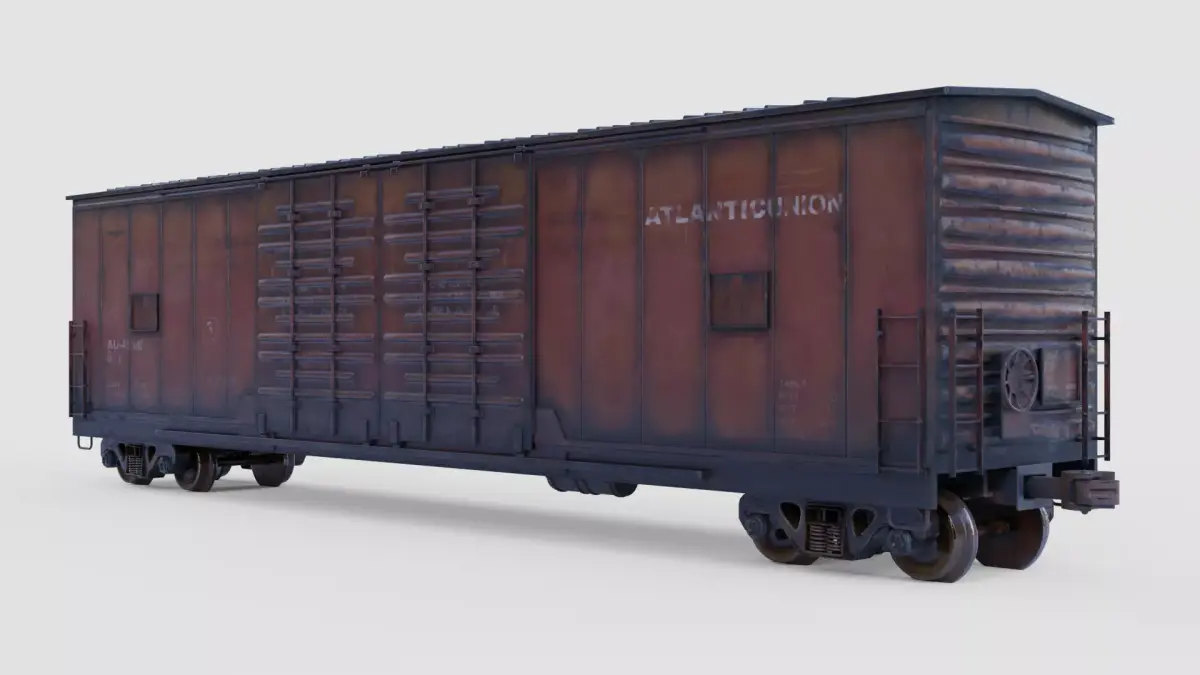 BOXCAR  - cargo train PBR Low-poly 3D model