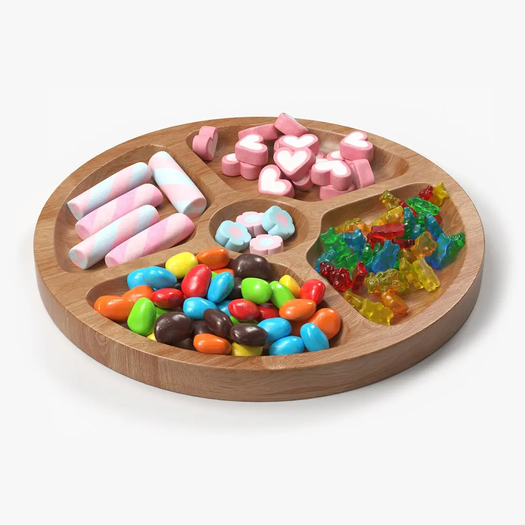 Circular Wooden Menagere with Sweets 3D model