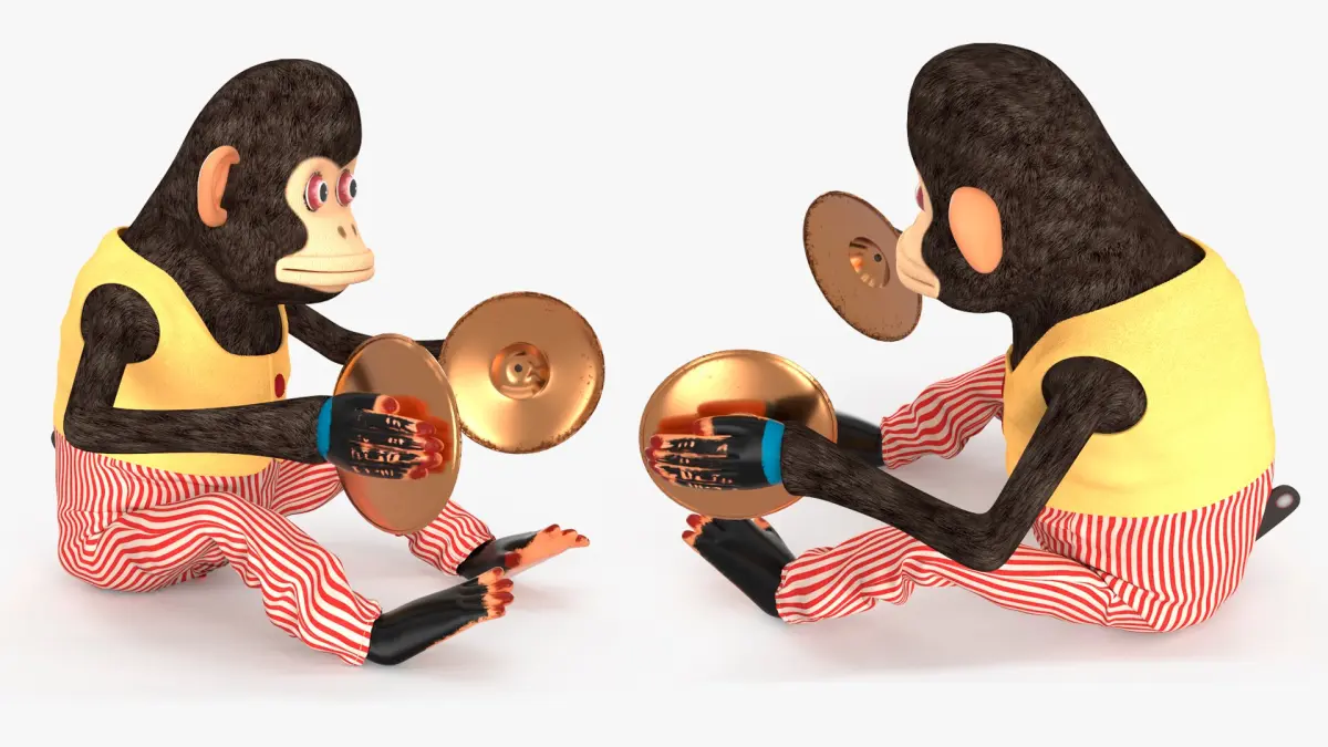 Clapping Monkey Figurine in Yellow Vest 3D model