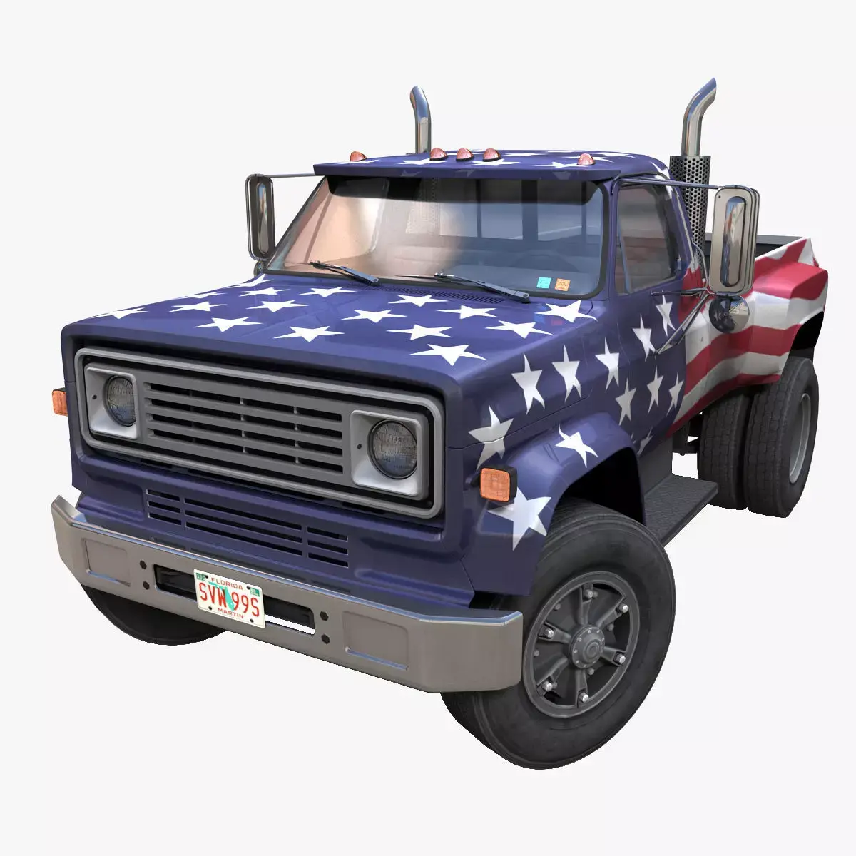 80s custom pickup truck Low-poly 3D model