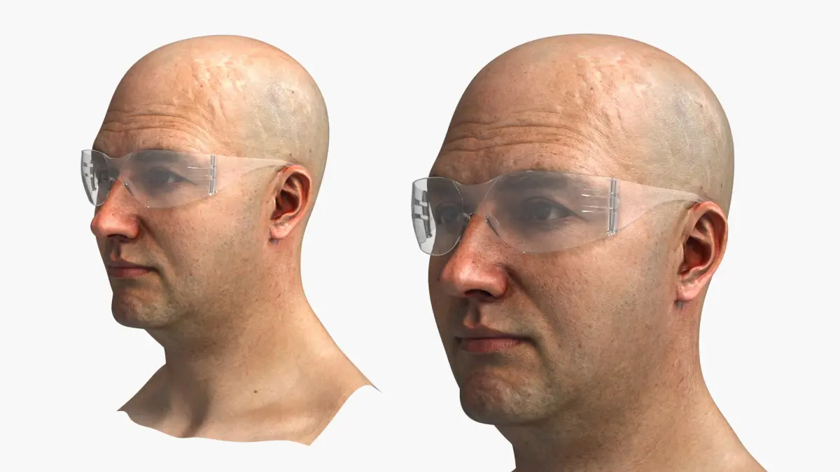 Industrial Safety Glasses on Face 3D model