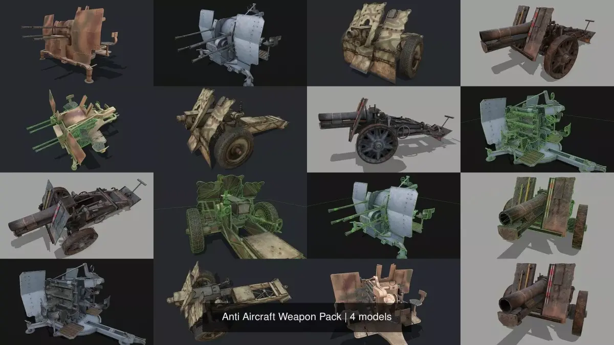 Anti Aircraft Weapon Pack 3D Model Collection