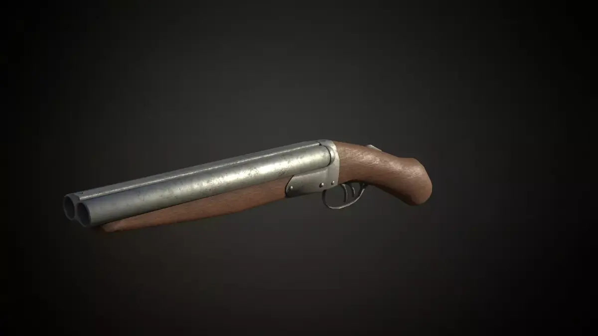 Sawn off double barrel shotgun Low-poly 3D model