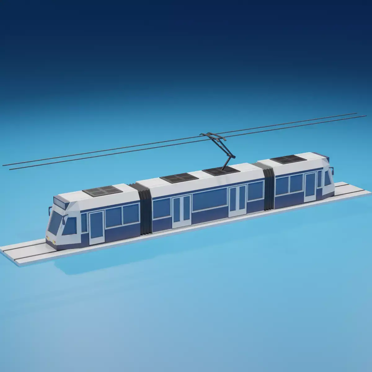 lowpoly Cartoon Tram Low-poly 3D model