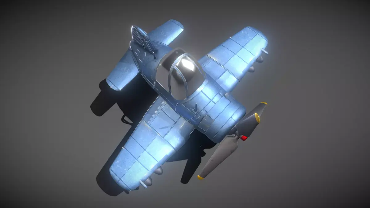 Cartoon Airplane F4U Fighter Low-poly 3D model