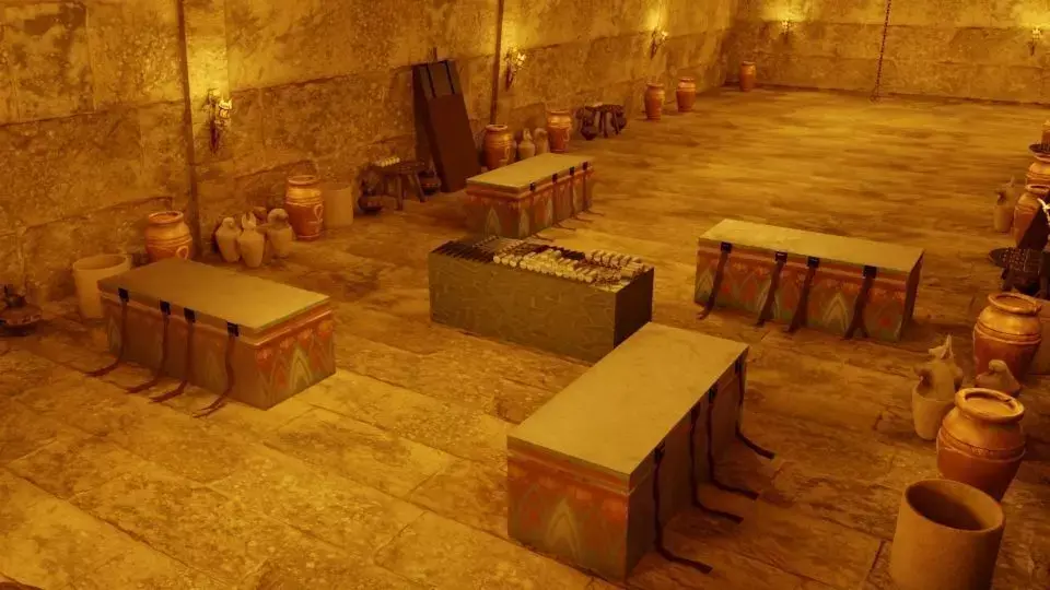 U Shaped Egyptian Mummification Corridor and Punishment Set 3D model