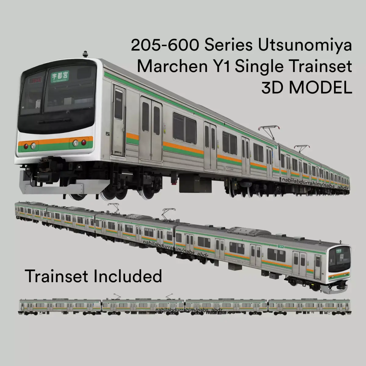 JR205-600 Utsunomiya Line Y1 Marchen 3D model