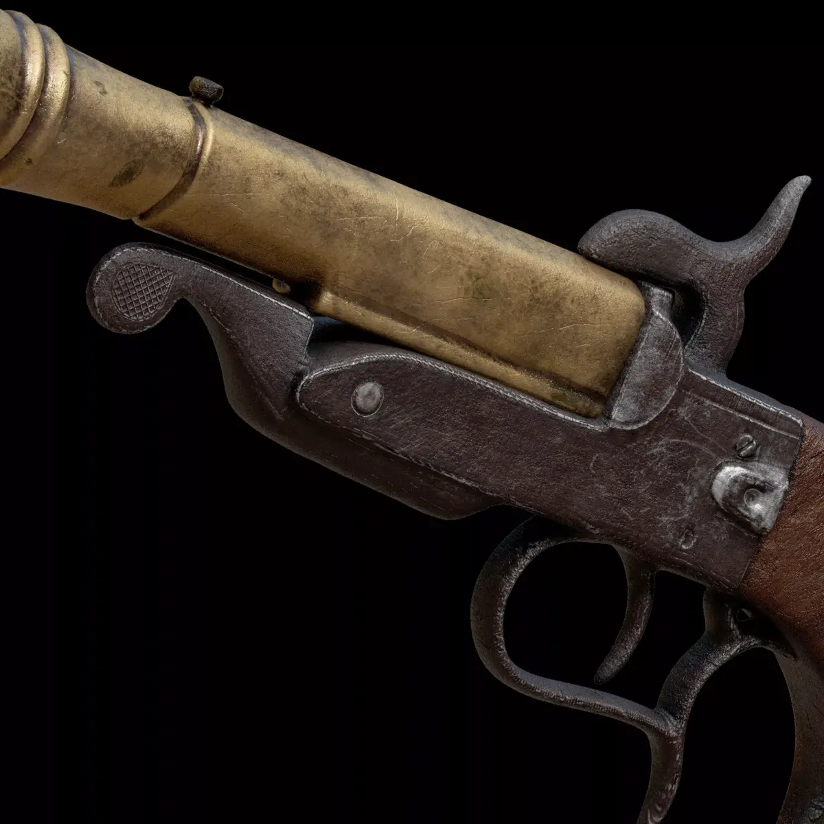 Hammer Pinfire Blunderbuss Pistol Low-poly 3D model