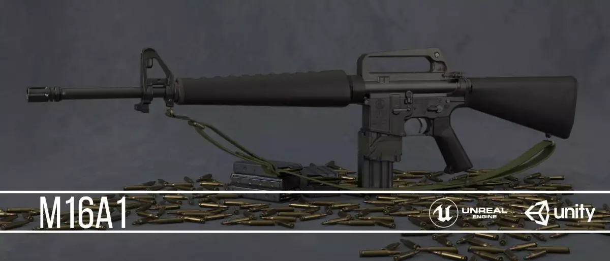 M16A1 rifle Low-poly 3D model get