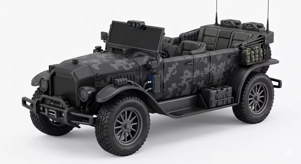 20th Century Tactical Military Brass Era Car 3D Model Low-poly 3D model