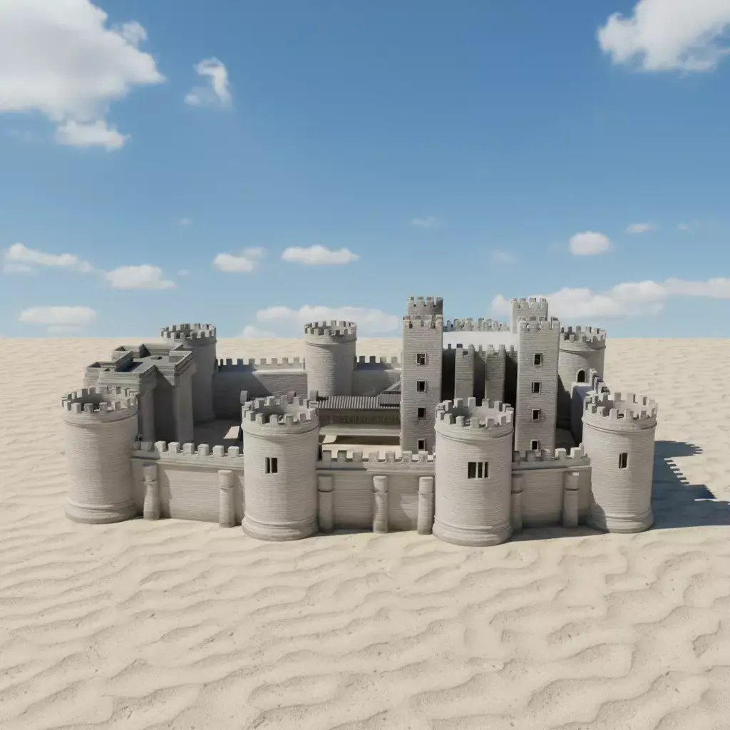 Royal Medieval Fortress Castle 3D Model Low-poly 3D model
