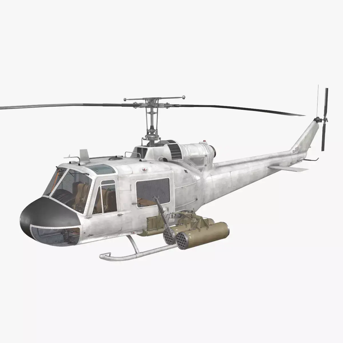 Bell UH-1C Blank Livery Complex Animation Low-poly 3D model