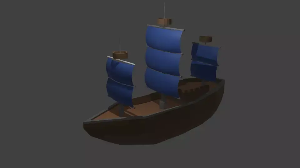 Pirate Ship Low-poly 3D model 2