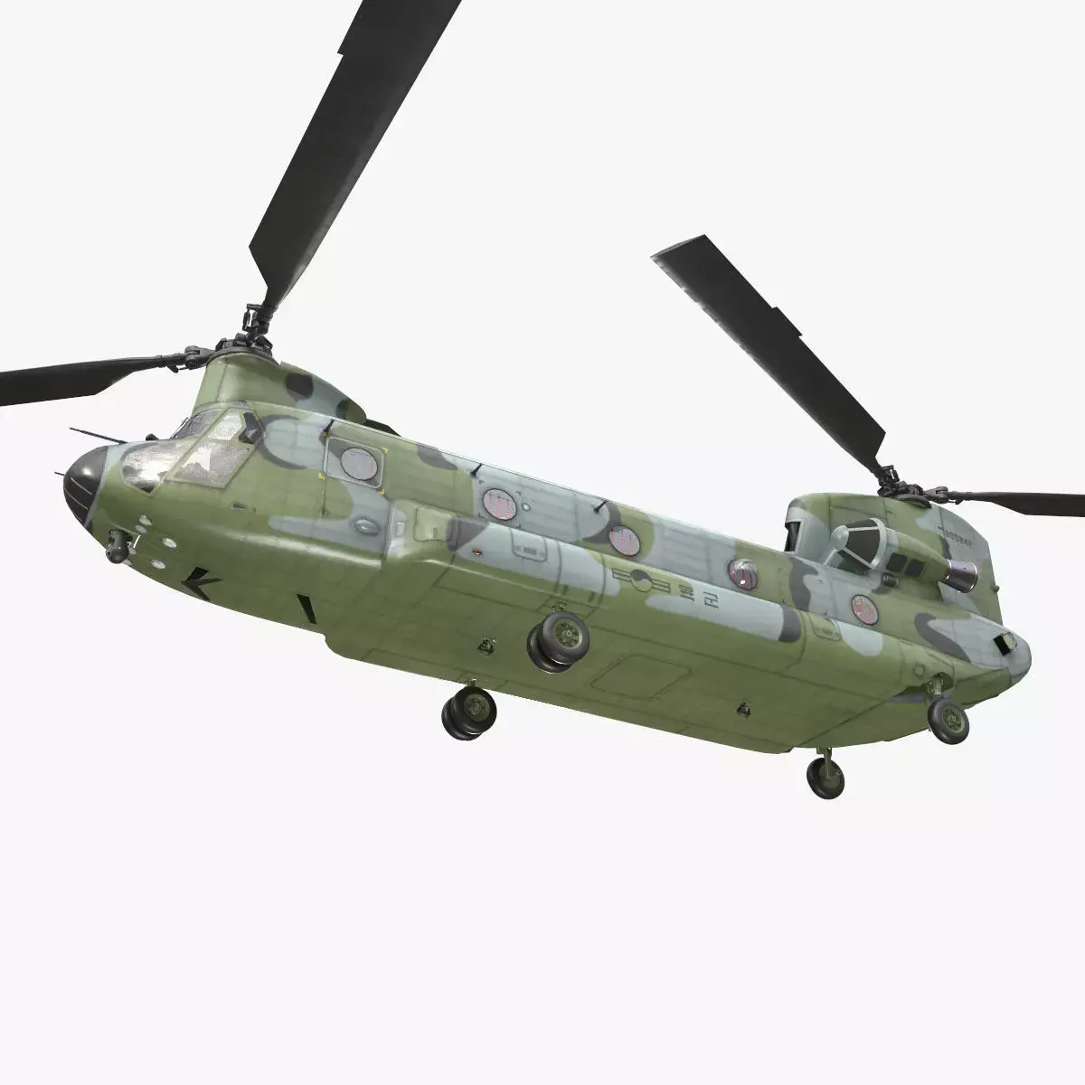 CH-47 Chinook Korean Army Basic Animation Low-poly 3D model