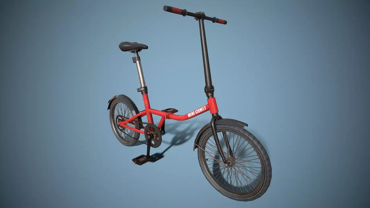 Single-speed Folding Bicycle Low-poly 3D model