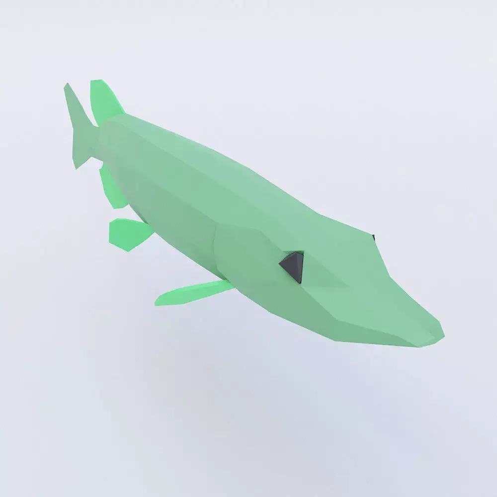 Northern pike fish low poly 3d model  Low-poly 3D model