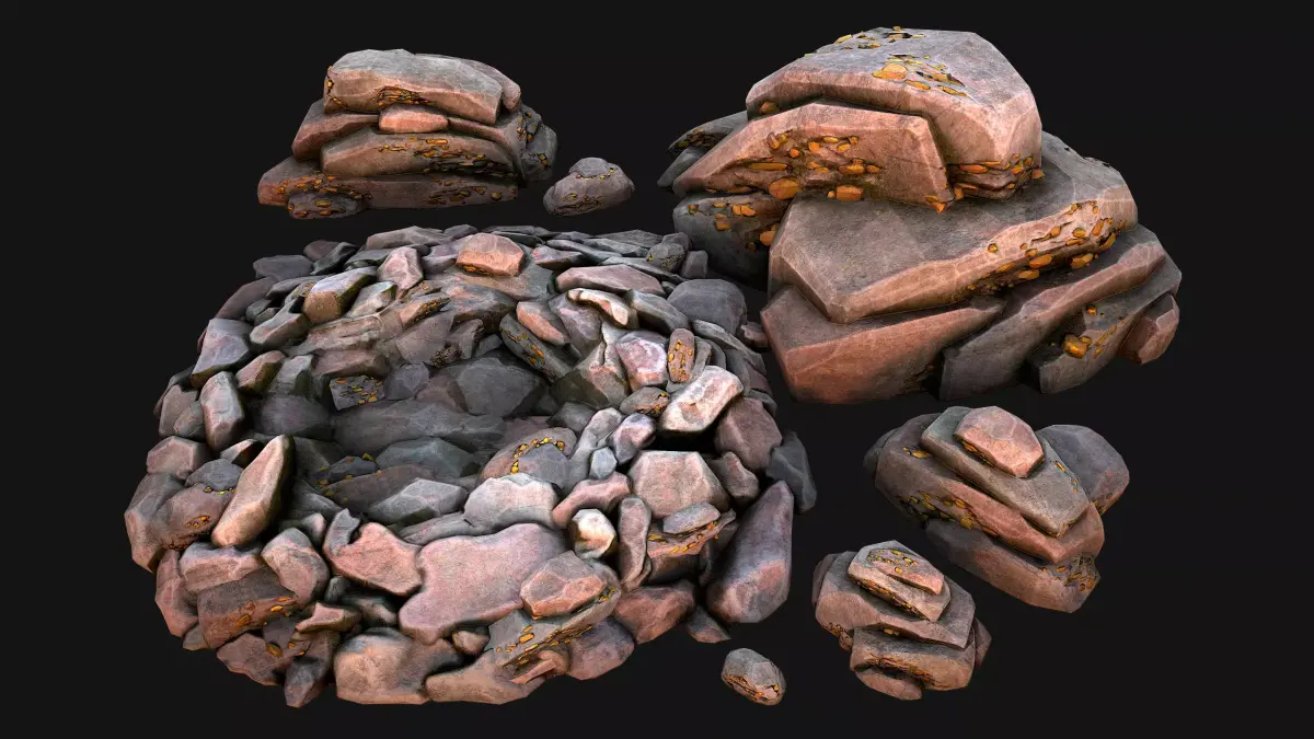 Gold Ore Mineral Treasure Mines Low-poly 3D model