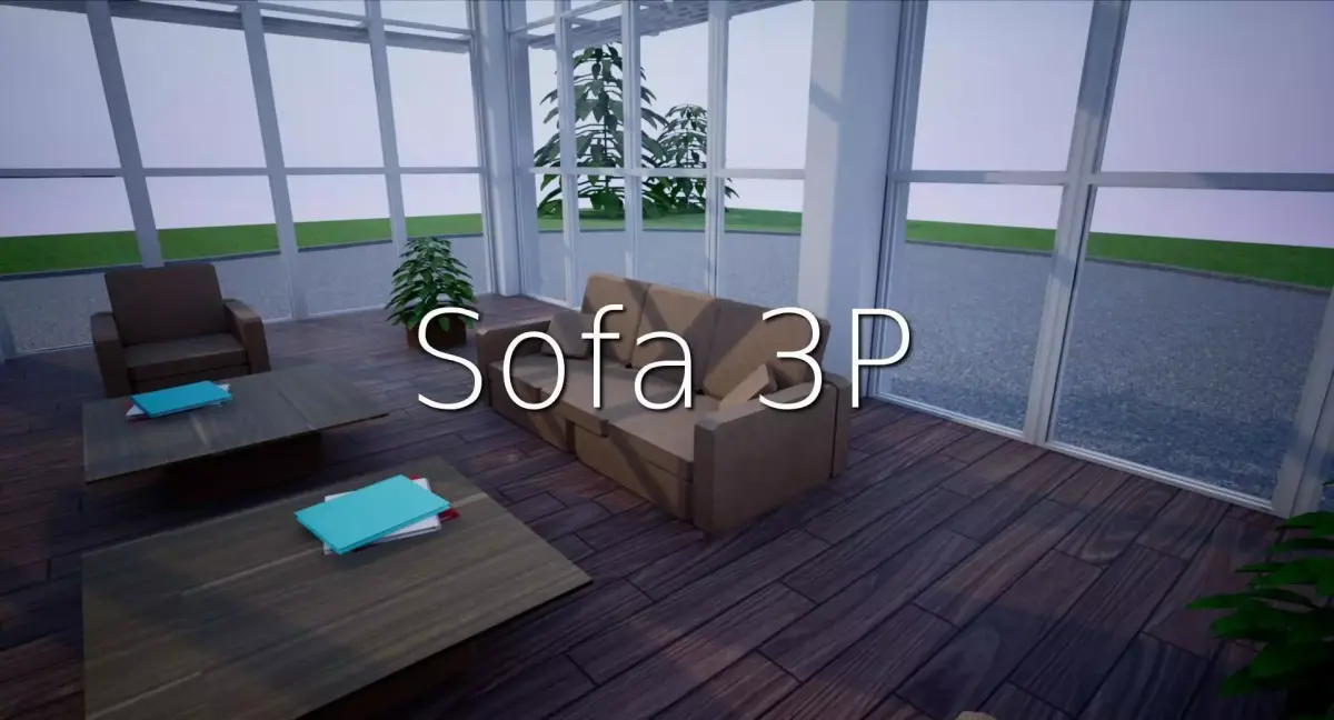 Sofa 3p SHC Quick Office LM Low-poly 3D model