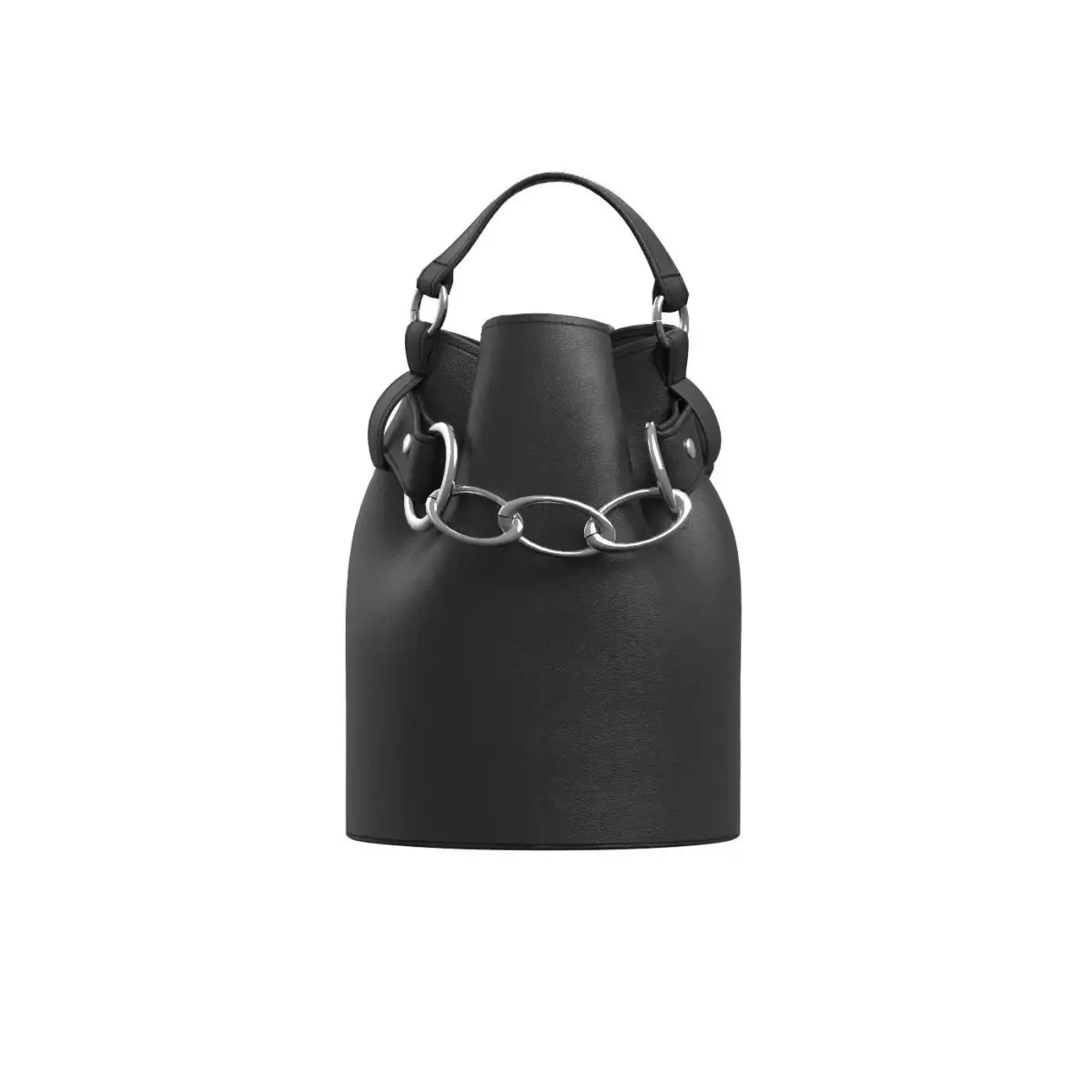 Black Leather Bucket Bag 3D model