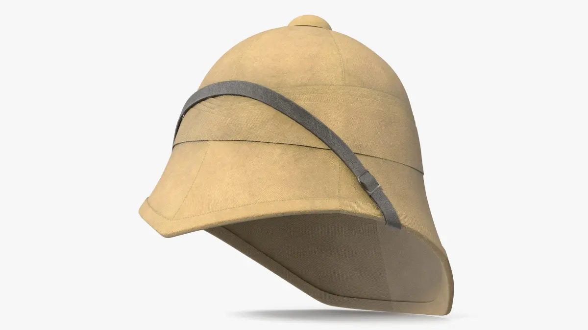 Old 1879 British Campaign Helmet Beige Diagonal Strap 3D model