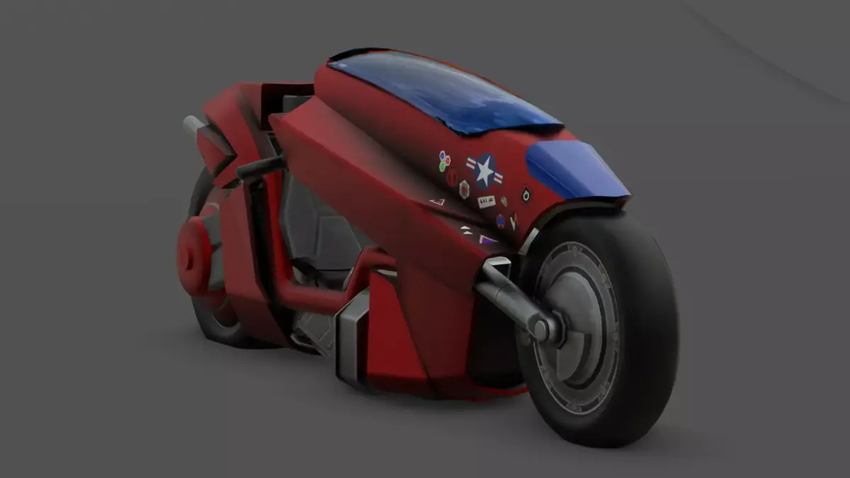Free Akira Bike Futuristic Sci-Fi Motorcycle 3D Model Free low-poly 3D model