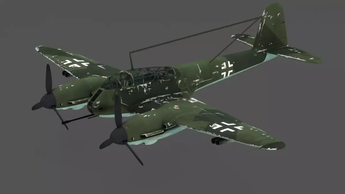  Messerschmitt Me 410 A-1 Hornisse 3D Model German Heavy Fighter Low-poly 3D model