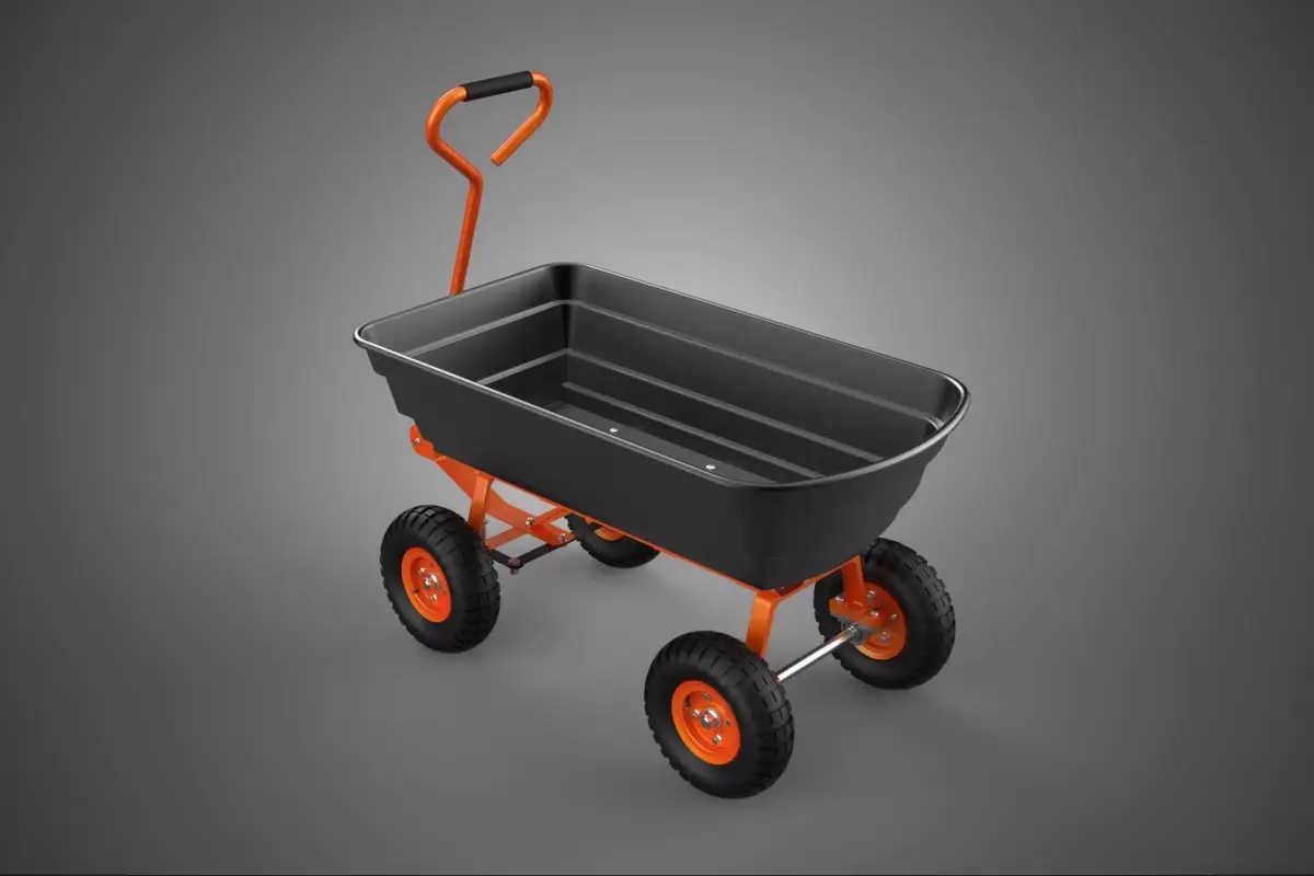 OUTDOOR UTILITY CART WAGON TROLLEY HAND TRUCK PLATFORM PALLET 4W 3D model
