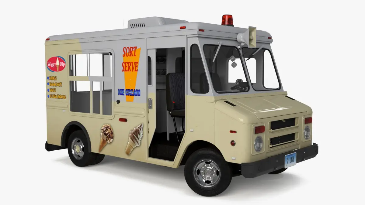 Vintage Ice Cream Truck Rigged for Cinema 4D 3D model