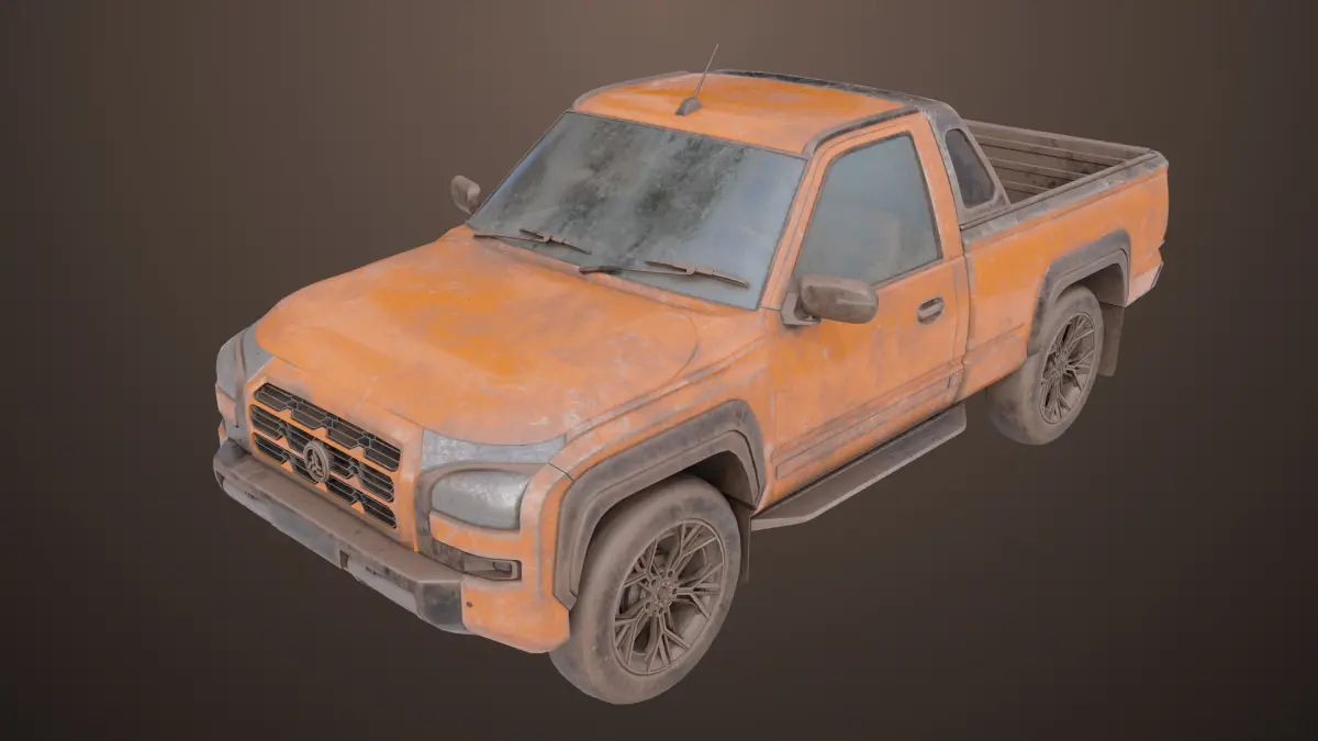 Pickup Truck01 Old Rusty All PBR Unity UE Textures 3D model