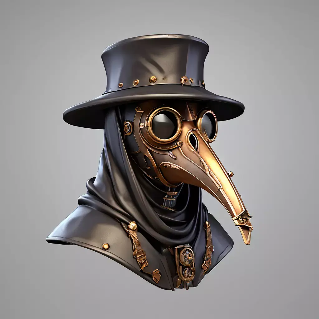 Steampunk Plague Doctor Bust Low-poly 3D model