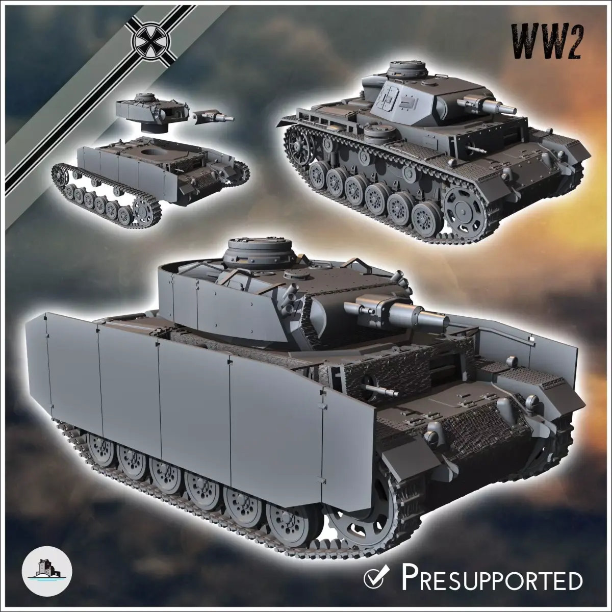 Panzer III Ausf N - miniatures tabletop scenery 3D print model