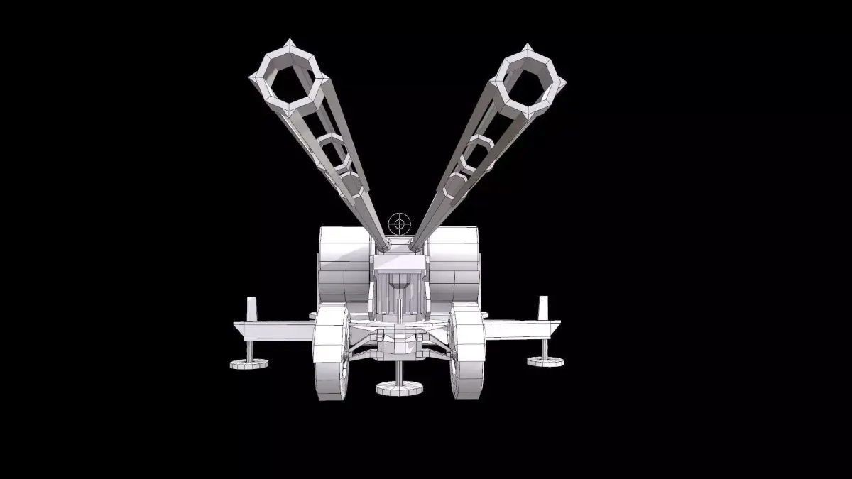 Anti Aircraft Twin gun PG99 Type 90 35mm Low-poly 3D model