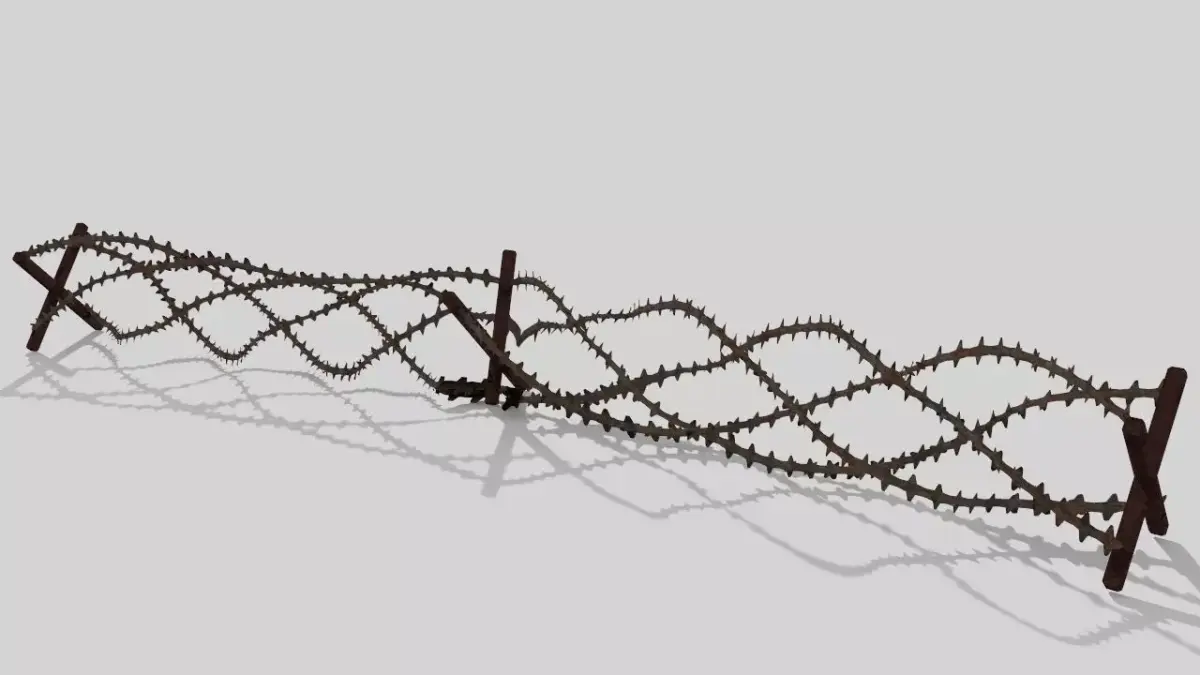 Barbwire barbed wire fence Free 3D model