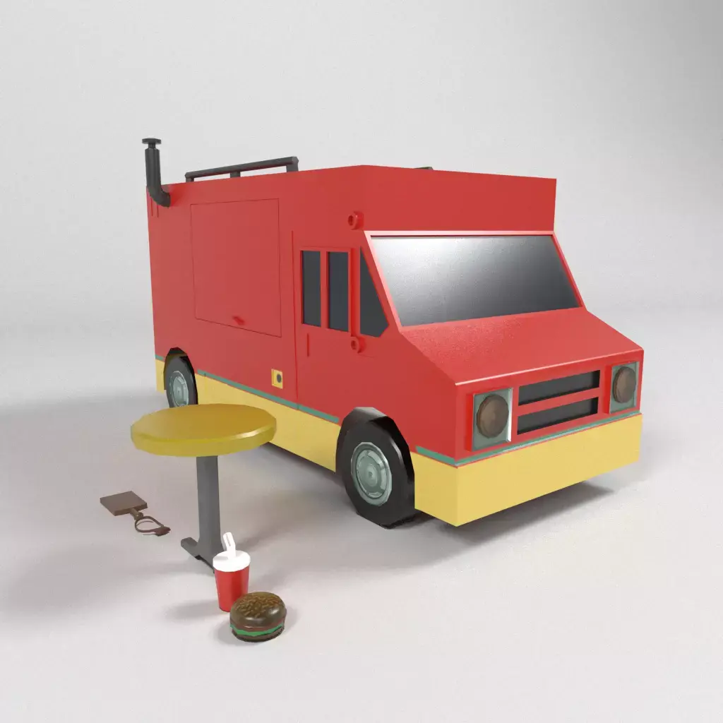 food truck lowpoly Low-poly 3D model purchase