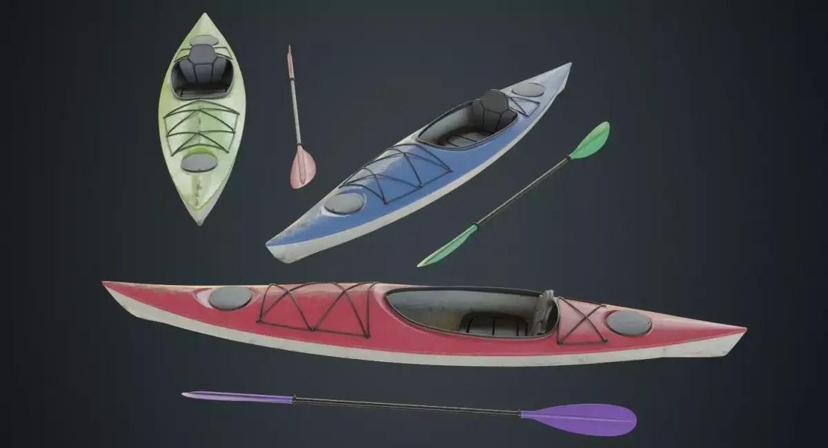 Kayak 2B Low-poly 3D model