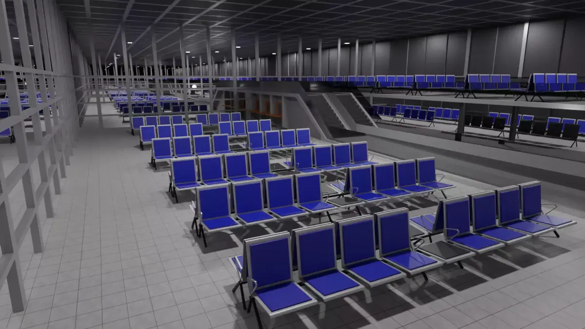 Airport Interior Low-poly 3D model shop