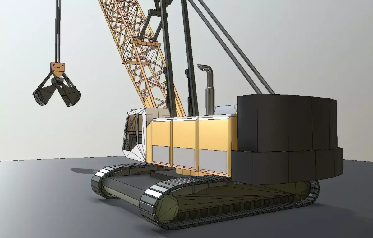 Construction Vehicle Cable Crane Low Poly and Rigged Low-poly 3D model