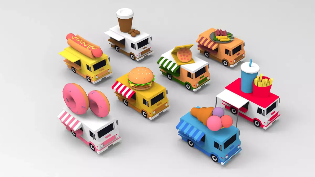 low poly foodtruck Low-poly 3D model