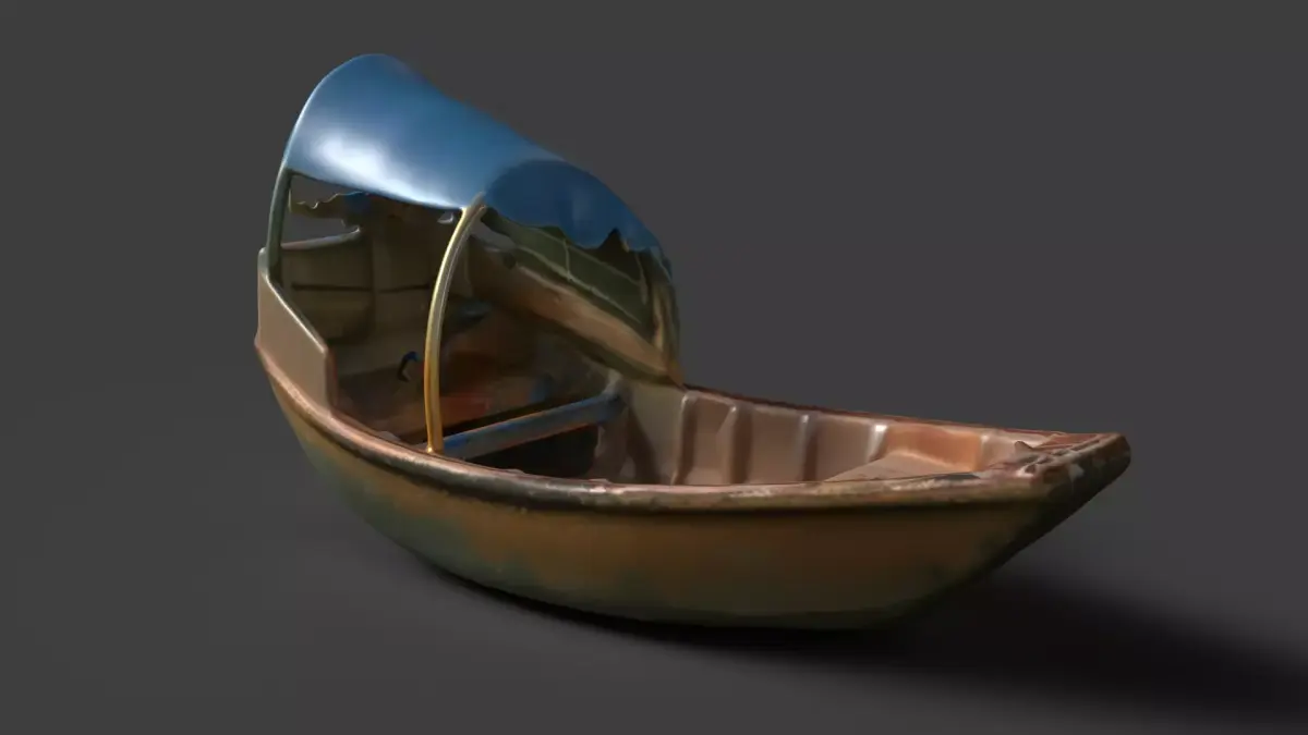 Chinese wooden boat  figure  Low-poly 3D model buy