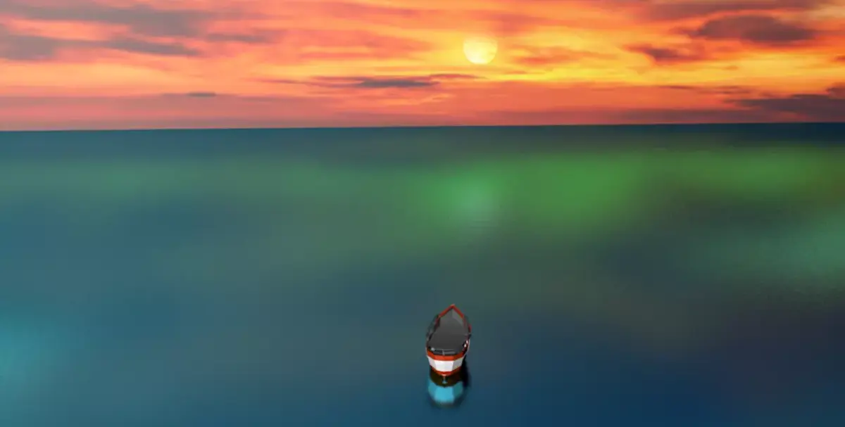 Boat in sunset 3D model