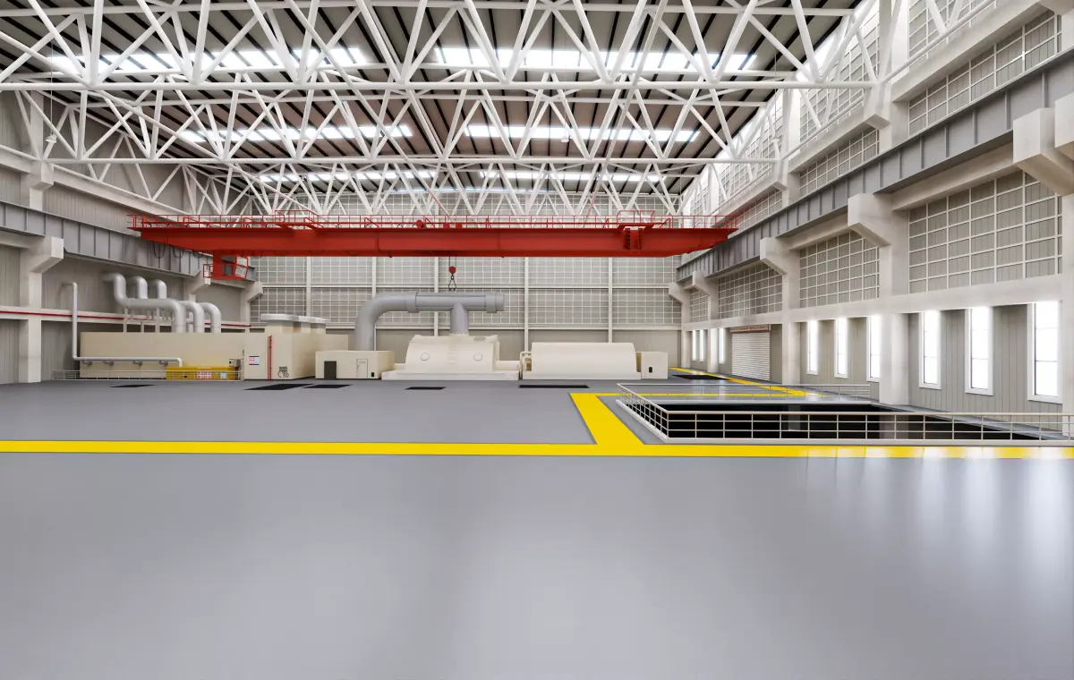 Factory interior thermal power plant gas turbine 3D model