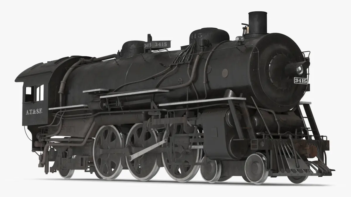Steam locomotive Santa Fe 3415 3D model