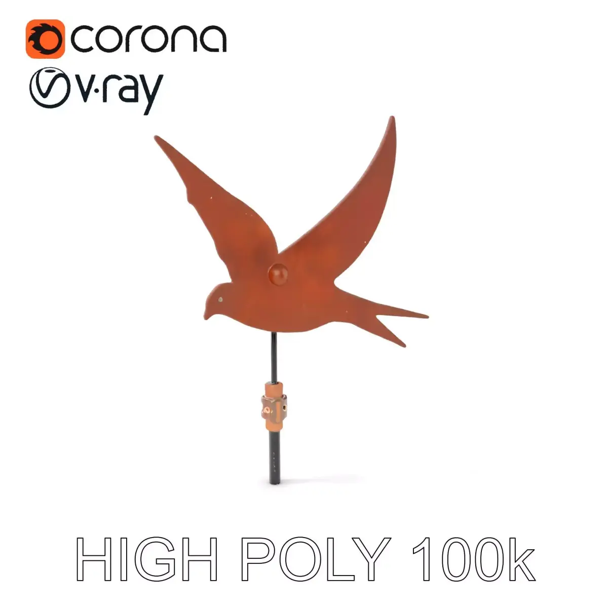 Rustic Metal Bird Weathervane D Model Pack Low-poly 3D model