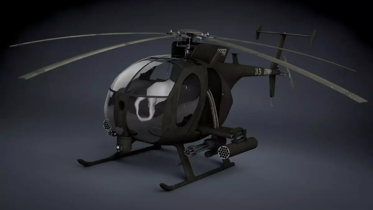 MH-6 Little Bird Gunship Low-poly 3D model