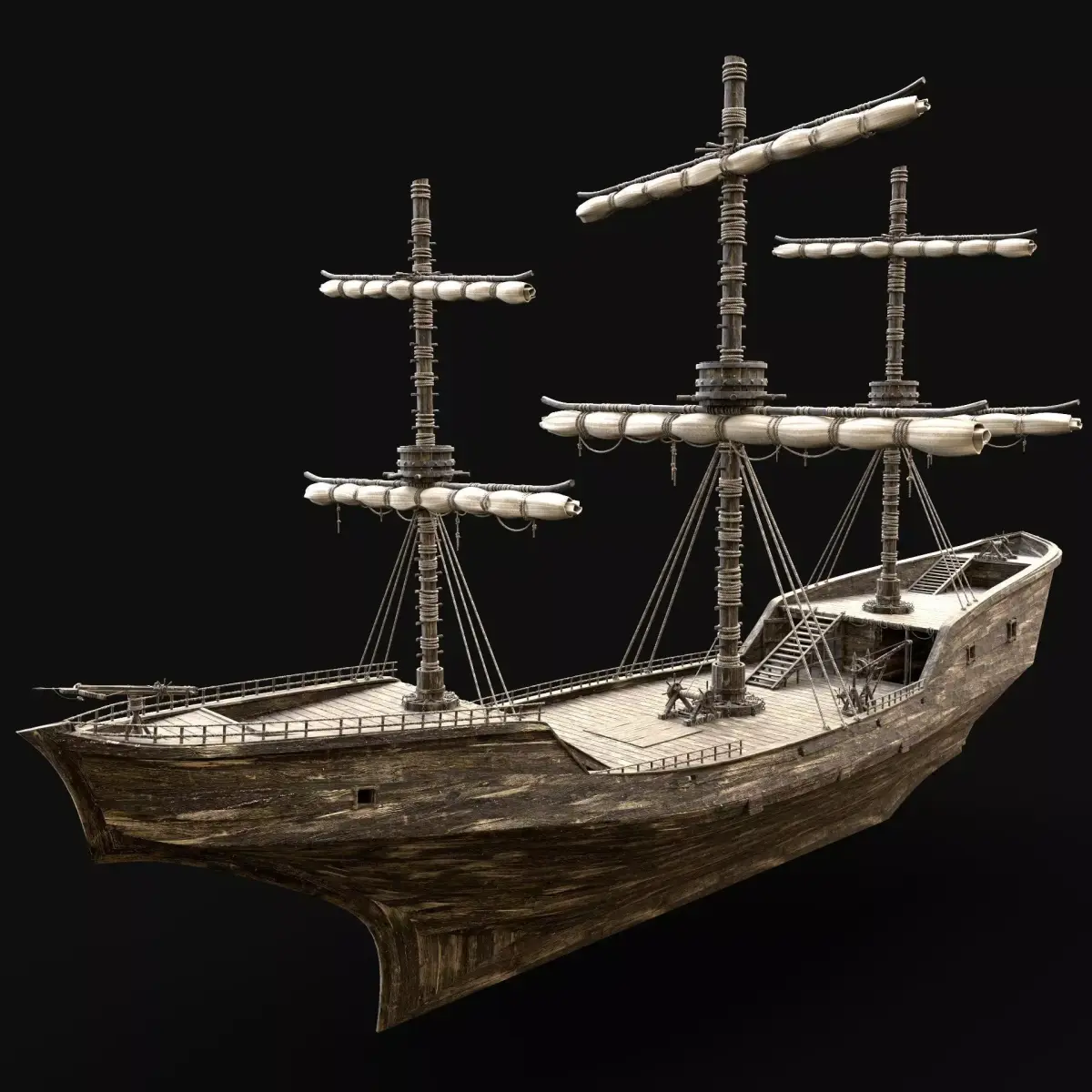 SHIP GALLEON BOAT GALLEY ARK BARGE PIRATE CORSAIR WATERCRAFT AAA Low-poly 3D model