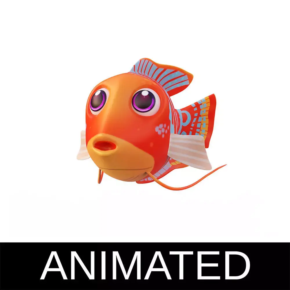 Dwarf Gourami Fish Cartoon Animated Low-poly 3D model