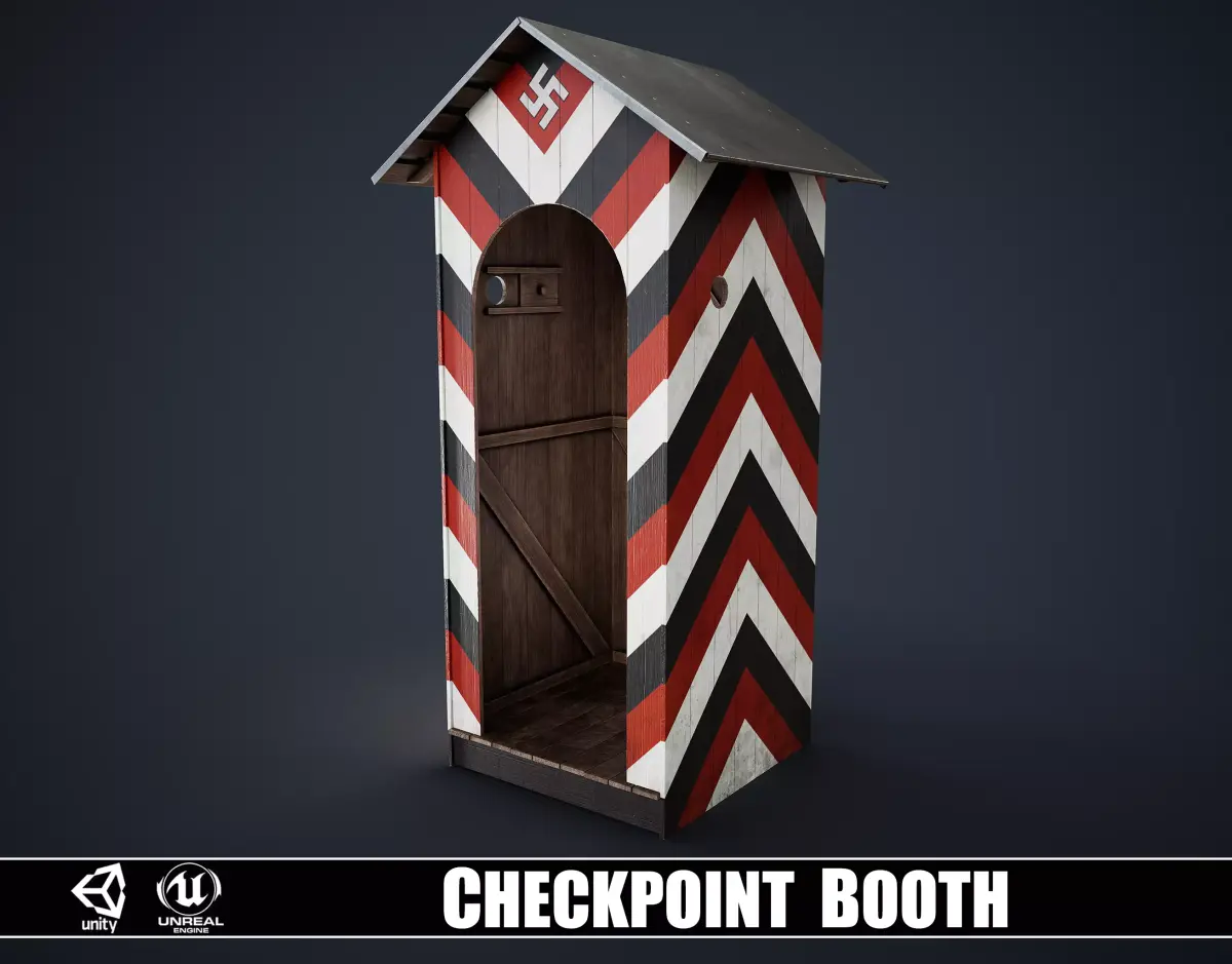 WW2 German Checkpoint Booth Low-poly 3D model